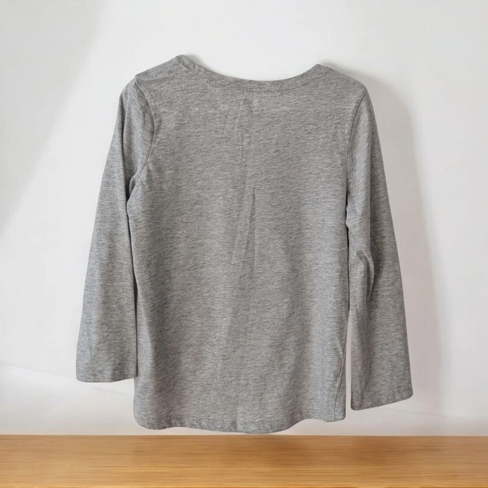 Gymboree Girls Gray Long Sleeve Tee with Pink Winter Graphic Cotton Size (5-6)